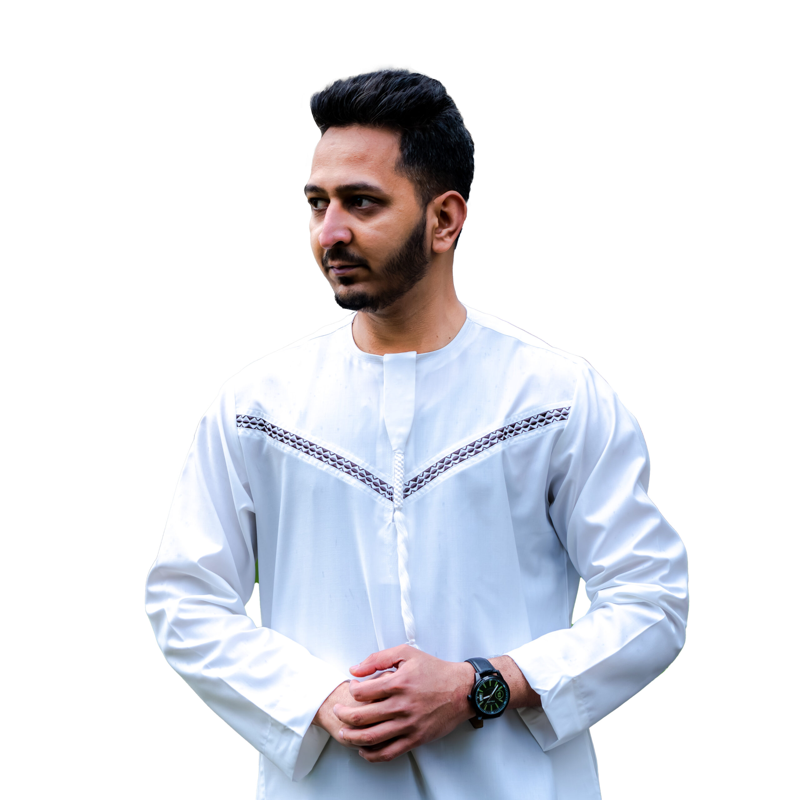 Jalabib Personalized Off White With Burgundy Thobe